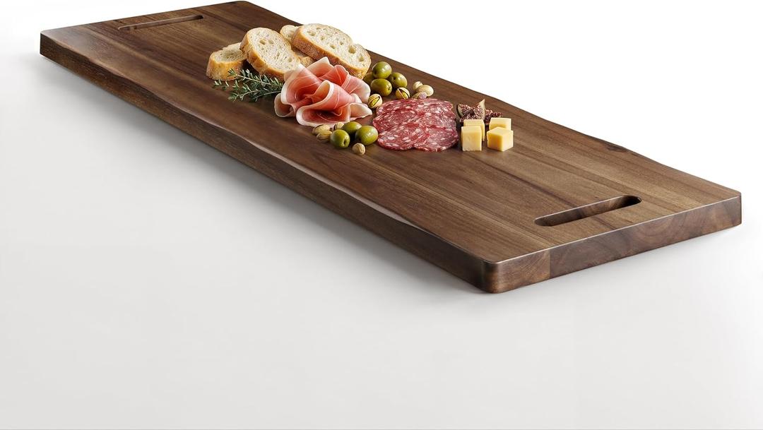 TIDITA 36" Large Acacia Wood Charcuterie Board with Handles (Walnut Color)