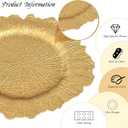 50 Pack Gold Charger Plates Bulk, 13" Plastic Reef Chargers for Dinner Plates, Round Charger Plate with Floral Reef Design for Dinner Wedding Party Table Setting Decoration
