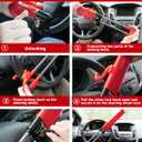 Tevlaphee Steering Wheel Lock Anti-Theft Car Device Heavy Duty Security Car Lock Antitheft Locking Devices Great Deterrent Adjustable Car Wheel Lock Anti Theft for Vehicle Truck SUV with 3 Keys (Red)