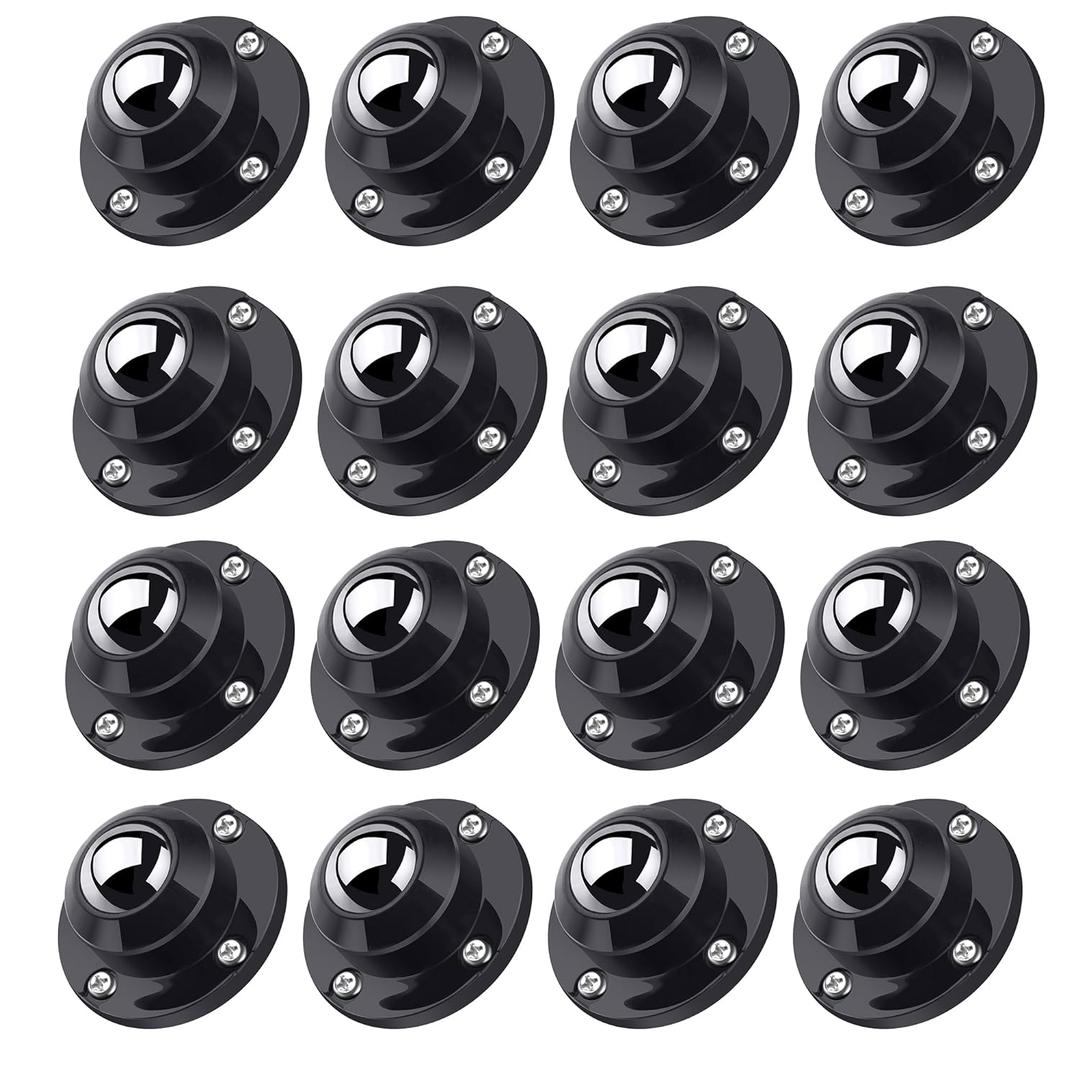 PlusRoc 16 Pack 1 Inch Self Adhesive Caster Wheels for Furniture Mop Bucket, Load Capacity 28 LBS Per Wheel, Low Profile Swivel Wheels for Small Appliance Storage Bins