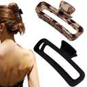 Hair Claw Clips 5 Inch Unbreakable Square Rectangle Clip Clamp Neutral Colors for Thick Curly Long Hair Women - 2 Pack