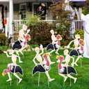 Geelin 6 Pcs Halloween Skeleton Flamingo Yard Sign Decorations with Stakes Halloween Vulture Yard Lawn Ornaments Skeleton Flamingo Creepy Decor for Garden Outdoor Party Supplies Favors