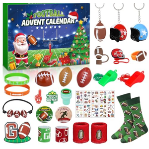 Football Advent Calendar 2025 for Boys, 24 Day Christmas Countdown Calendar Football Favors Supplies, Sport Rugby Themed Xmas Gifts for Kids Boys Teens Football Player 2 Pack
