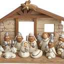 TenWaterloo Miniature Nativity Scene with Creche, Set of 12 Rearrange-able Figures