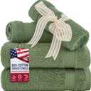 100% Cotton Turkish Washcloths for Bathroom Essentials 4 Pack, Soft Absorbent Wash Cloths Quick Drying Small Towels Washrags, Sage Green (Washcloth Sets)