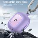 SURITCH for Beats Fit Pro Case Cover Protector, Shock-Absorbing Protective TPU Shell for Beats Fit Pro Charging Case 2021 Earbuds Secure Locking System with Anti-Lost Keychain, Stone Purple
