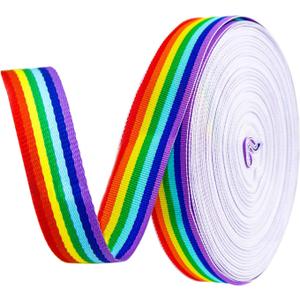 Teemico 55 Yards Rainbow Grosgrain Ribbons Double Face Rainbow Stripes for Gift Wrapping Party Decor Jewelry Making DIY Handmade Crafts (1.5cm Wide) Teemico 55 Yards Rainbow Grosgrain Ribbons Double Face Rainbow Stripes for Gift Wrapping Party Decor Jewelry Making DIY Handmade Crafts (1.5cm Wide)