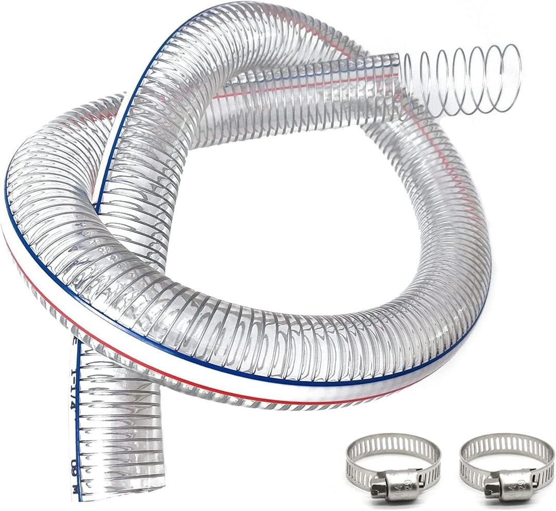 1 1/4 '' ID x 1 1/2 '' OD Heavy-Duty Steel Wire vacuum Suction Flexible Hose High Pressure UV Chemical Resistant Thick Vinyl Tube, Bilge Pump Hose,10FT