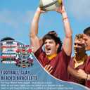 Quelay 24 Set Game Day Football Bracelets Gifts Stackable Clay Beaded Stretch Bracelets Jewelry Adjustable Friendship with Gift Cards for Football Fans Player Coaches Sports Team Party Favor