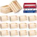 Roowest 12 Pcs 6.5'' Small Wooden Crates for 4th July 250th Anniversary DIY Crafts Unfinished Wood Crate Basket for Party Decoration Display Home Bathroom Arts Milk Toys Organization