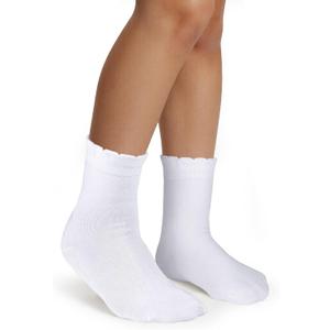 COTTON DAY Girls White Dressy Plain Short Socks Scallop Top 4-6 Years Size S (6)