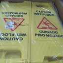 12 Pack Caution Wet Floor Sign, 23.62" Bilingual Double-Sided, Small Signage