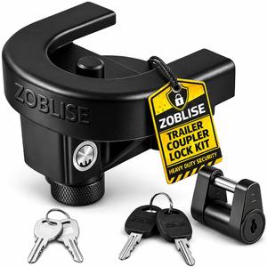 2 inch Trailer Hitch Locks Set, Trailer Tongue Lock Heavy Duty, Anti-Theft Tow Hitch Lock, for RV, Boat, Jack Trailers