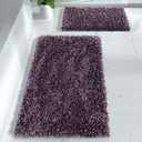 Yimobra Bathroom Rugs Sets 2 Piece, Luxury Shaggy Extra Thick Bathroom Rugs, Plush Non-Slip Mats for Bath Room Floor, Machine Wash, Ultra Absorbent, 44.1 x 24 + 24 x 17 Inches, Dark Purple