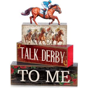 Lineshading 4 Pcs Derby Day Horse Party Decorations Derby Horse Racing Table Decor Wooden  Horseman Centerpiece Decor for Home Office Desk Decorations Holiday Party Supplies