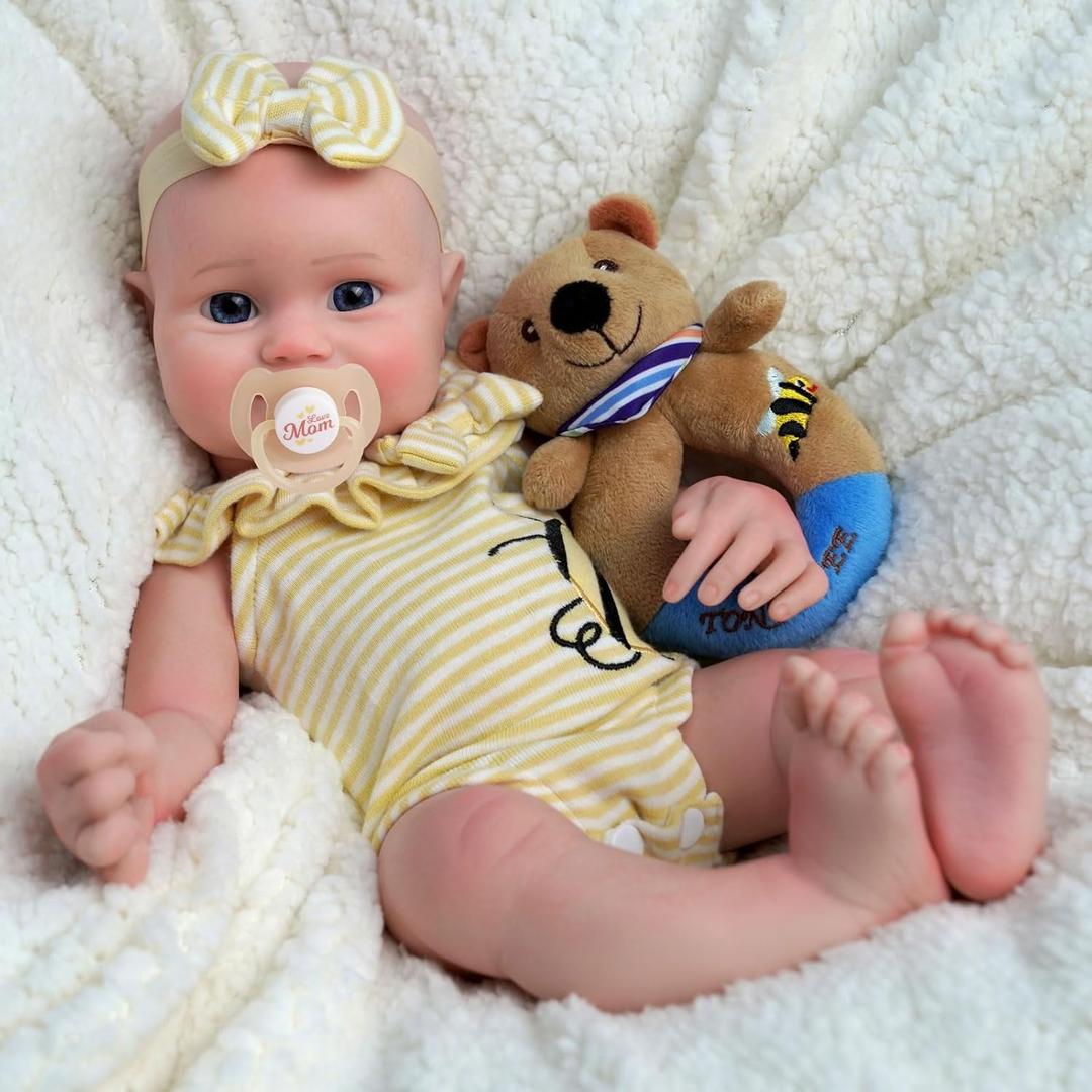 Reborn Baby Dolls Silicone Full Body Full Platinum Silicone Baby Doll Real Life Baby Dolls with Complete Accessories for Kids Age 3 +