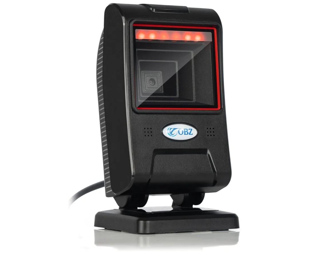 OBZ Handsfree Desktop Barcode Scanner Omnidirectional for 1D 2D QR Codes USB Wired Adjustable Innovation Automatic Head Reads Phone Screens Compatible with PC Android POS for Warehouse Store