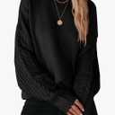 ZESICA Women's 2026 Spring Long Sleeve Crew Neck Solid Color Cable Knit Chunky Casual Oversized Pullover Sweater Tops Small