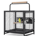 Yaheetech 25.5'' Wrought Iron Bird Travel Carrier Cage Parrot Cage with Handle Wooden Perch & Seed Guard for Small Parrots Canaries Budgies Parrotlets Lovebirds Conures Cockatiels
