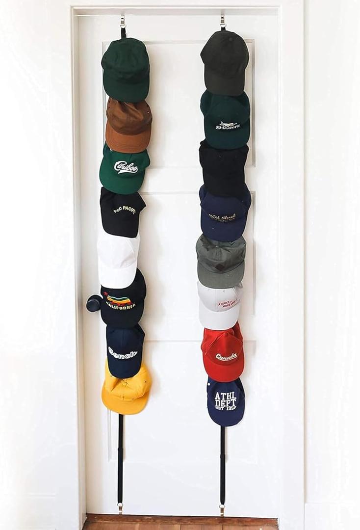 Jokari Over the Door Cap Rack Organizer 2 Pack Holds Up to 16 Baseball Hats Hat Storage System for Men Women and Kids Adjustable Closet Hanger with Hooks for Easy Hat Display