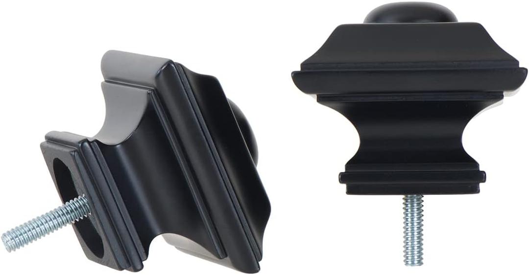 Ivilon Square Finials for Curtain Rods of 1 and 1-1/8 Inch Diameter Color Black
