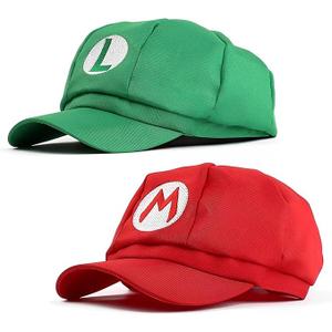 2 Pack Costume Hats Anime Halloween Copslay Mario Unisex Adult Cosplay Cap (Red and Green)
