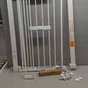 BABELIO 36 Inch Extra Tall Baby Gate with Cat Door, 29-40" Metal Dog Gate, Cat Gate for Stairs, Doorways, Auto Close Safety Gate with Pet Door, Easy Walk Thru, White