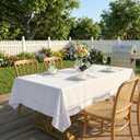 EHouseHome Heavy Duty Fabric Tablecloth with White Lace-Waterproof/Wrinkle Free/Stain Resistant/Oil Proof-for Dining,Indoor&Outdoor,Wedding,Holiday,White,Rectangle 60x120Inch