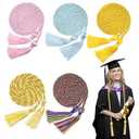 5 Pcs Graduation Cords with Tassel for High School Bachelor Gown College Graduation 2025 (Gold, Sky Blue, Pink, White & Gold, Rainbow)