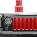 Mesh Grill Insert Grille Inserts Cover Fit for 2007-2018 Jeep Wrangler JK JKU(Red)