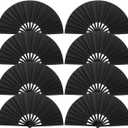 8 Pack Handheld Folding Hand Fan Bulk,Boots On The Ground Fan,Loud Rave Fan Clack Fan for Line Dancing, Dance Practice, Stage Performance, Celebrations,Abanicos de Mano para Fiesta(Black)
