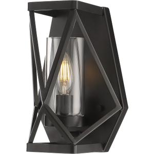 Nuvo 60/7301 Zemi 1 Light Wall Sconce, Black Finish with Clear Glass