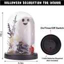2 x Halloween Decorations Indoor, Ghost Decor Lighted Ghost in Plastic Dome Cloche, Halloween Decor Cute Spooky Ghost Decor for Tabletop Mantel Display