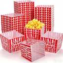 Tebery 30 Pack Reusable Movie Night Popcorn Boxes for Party, Plastic Open-Top Popcorn Containers Bucket, Carnival Circus Party Popcorn Bowl - 3.75" Tall x 3.75" Square