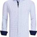 Alex Vando Mens Printed Dress Shirts Long Sleeve Regular Fit Button Down Shirt (L)