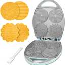 Baker's Friend Multi Pizzelle Maker Electric, Stroopwafel Iron, 4 x 4.5'' Pizzelle Waffle Cookies Maker with Temperature Control, Ideal for Holidays, Parties & More, Great Choice for Gift