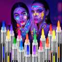 ThEast 16 Glow in the Dark Body Paint, UV Neon Face Paint Markers, Glow Face Painting, Washable Tattoo Markers for Skin, Halloween Makeup for Party