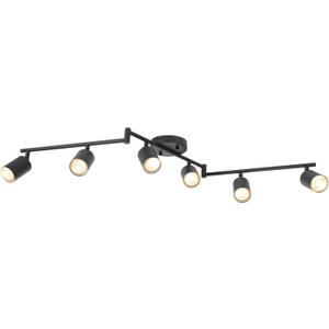 BoostArea LED 6 Light Track Lighting Kit, Black 6 Way Ceiling Spot Lighting, Flexibly Rotatable Light Head for Kitchen, Living Room, Bedroom, GU10 Bulb Not Included
