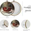 MAQIKA Vintage Christmas Sleigh Framed Wall Art Decor, Winter Christmas Round Wall Hanging Decor, Rustic Retro Winter Holiday Xmas Canvas Prints Wall Art for Home Living Room Bedroom, 10x10 Inch