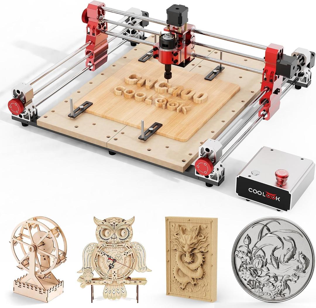 CNC400 Woodworking Engraver Desktop CNC Router 400x400mm CNC Router Machine for Wood, Acrylic, Carbon Fiber, 50mm Depth, 0.05mm Precision, GRBL Control
