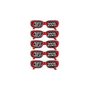 Cuffbow 6 Pcs 2025 Graduation Glasses Class of 2025 Sunglasses Bulk Plastic Eyeglasses Graduation Party Supplies Photo Booth Props (Red)
