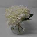 Hollyone Hydrangea Artificial Flowers with Vase White Silk Fake Flowers Arrangements in Glass Vase with Faux Water for Home Bathroom Office Table Centerpiece Shelf Decorations