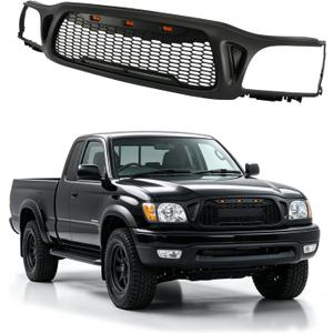 Front Grill Compatible with 2001-2004 Tacoma Matte Black with Light