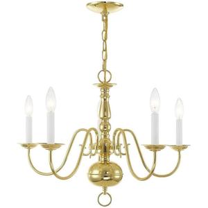 Livex Lighting 5005-02 Williamsburgh 5 Light Polished Brass Chandelier, 24"L x 24"W x 18"H