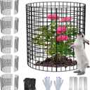6 Pack Plant Protector from Animals, 13.5" Dia x 14" H Wire Plant Protectors, 18pcs Pre-Bent Metal Mesh to Keep Animals Out with Zip Ties & Stakes (6 Packs)