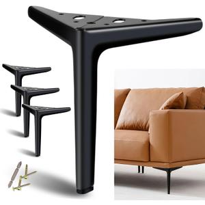 Metal Legs for Furniture Set of 4, Matte Black Furniture Legs 7 Inch, Short Cabinet Legs, Dresser Legs Heavy Duty, Modern Couch Feet Replacement for Sofa Cube Storage Futon Nightstand