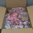 Ktinnead 94 Pcs Christmas Tree Decorations Set, Pink Shatterproof Christmas Tree Hanging Ball Ornaments with Glitter Poinsettia Flowers Decorations Berries Snowflakes for Xmas Party Holiday Wedding