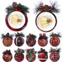 Tinlade 100 Pcs Disposable Christmas Balls Placemats 13 Inch Diameter Paper Red Green Round Christmas Place Mats for Festival Table Xmas Holiday Party(Country)