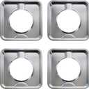 KITCHEN BASICS 101 Made in the USA SGP-400 4 Pack Chrome Square Gas Range Drip Pan Directly Replaces 786333, AP6011553, PS11744751, WP786333