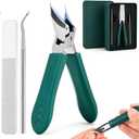 SKINPLUS Nail Cutter Set – 3Pcs Sharp Stainless Steel Nail Clipper & Trimmer Kit for Adults, Professional Manicure Set for Men & Women, Portable Nail Cutter with Storage Box (Green)